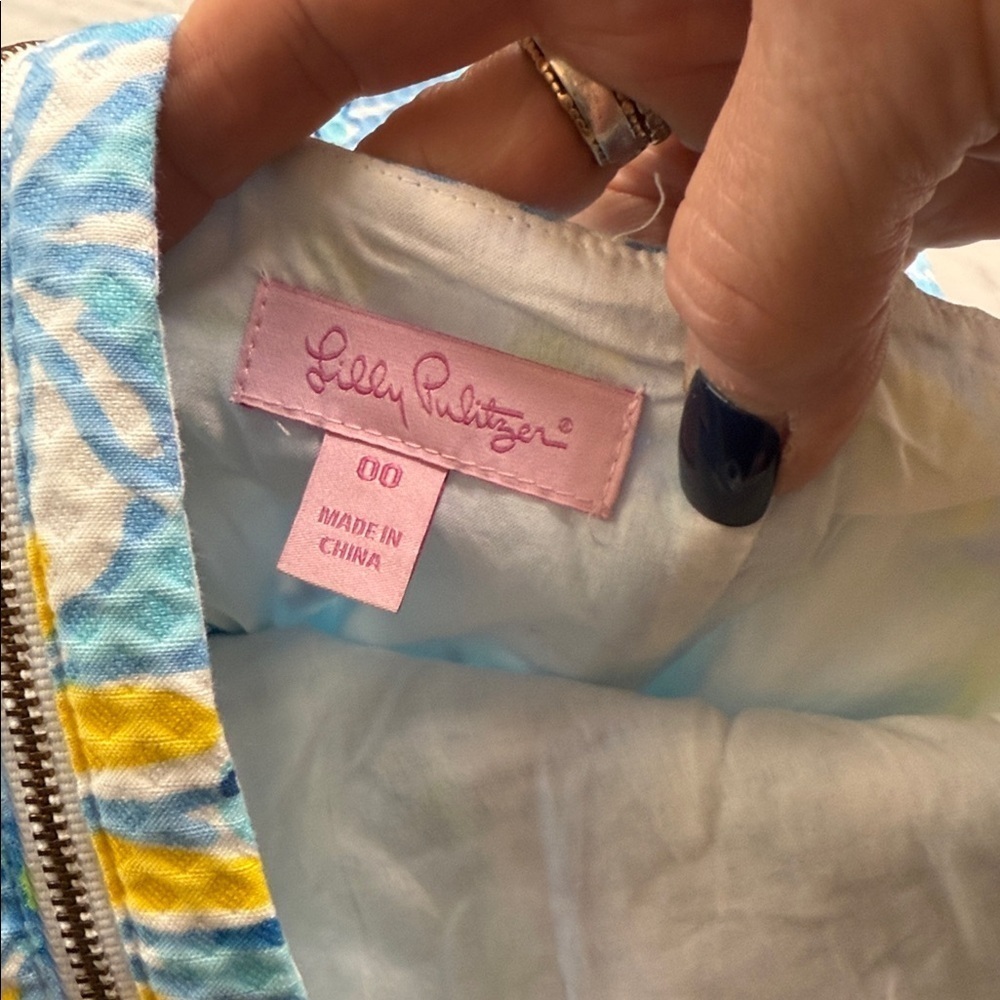 Lilly Pulitzer Graves Breakwater Blue Daisy Dance Racerback Shift Dress Size 00 - Picture 9 of 11